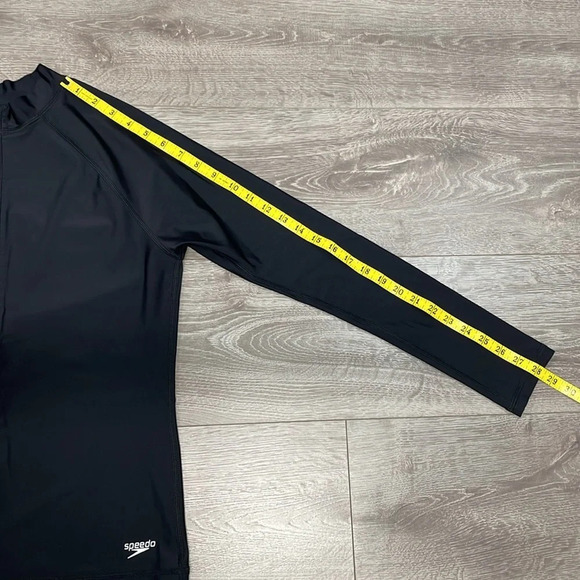 NWOT Speedo PowerFlex Eco Long Sleeve Full Zip Rashguard Swim Shirt Black M - Picture 8 of 16